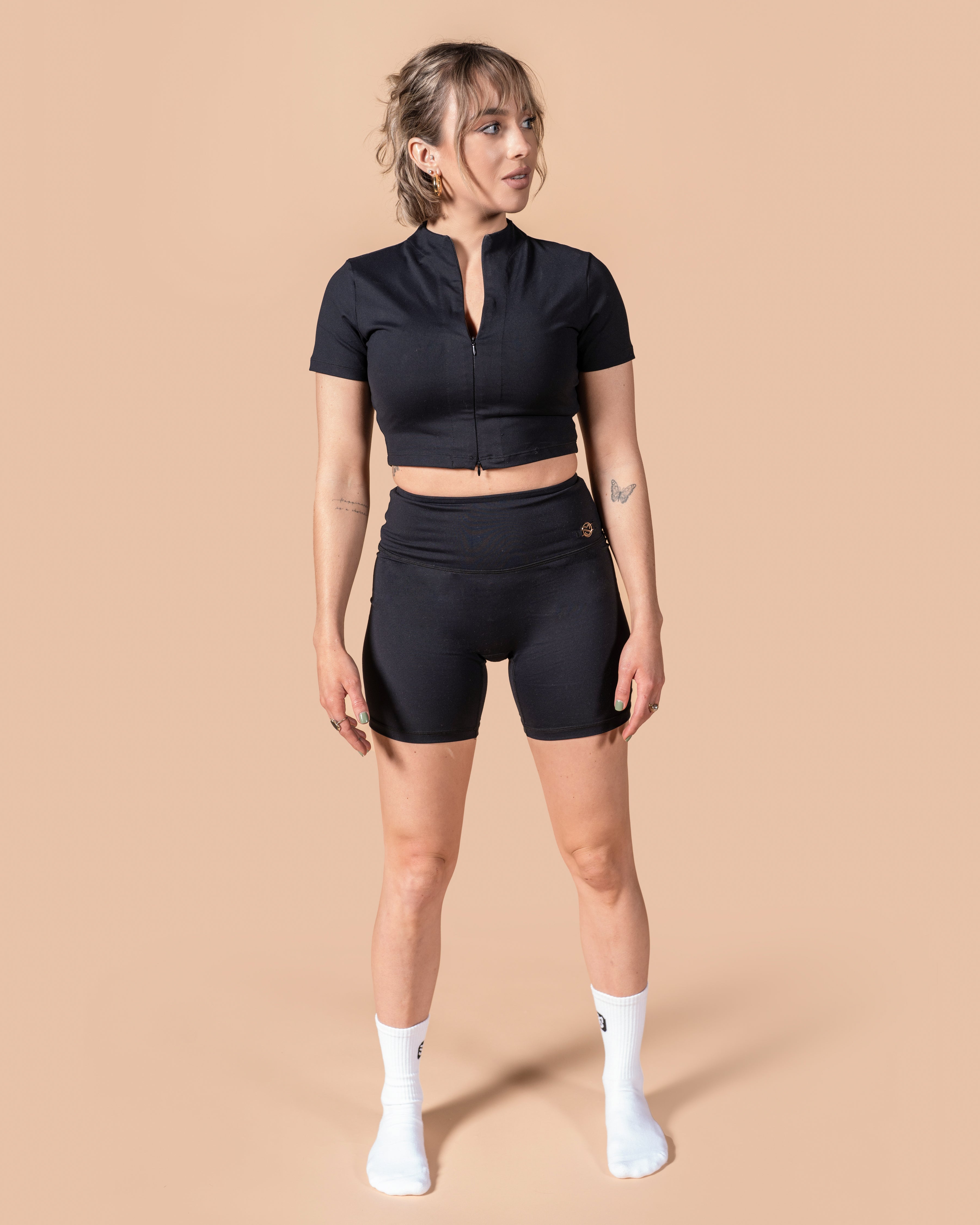 On The Go Double Zipper Cropped Tee