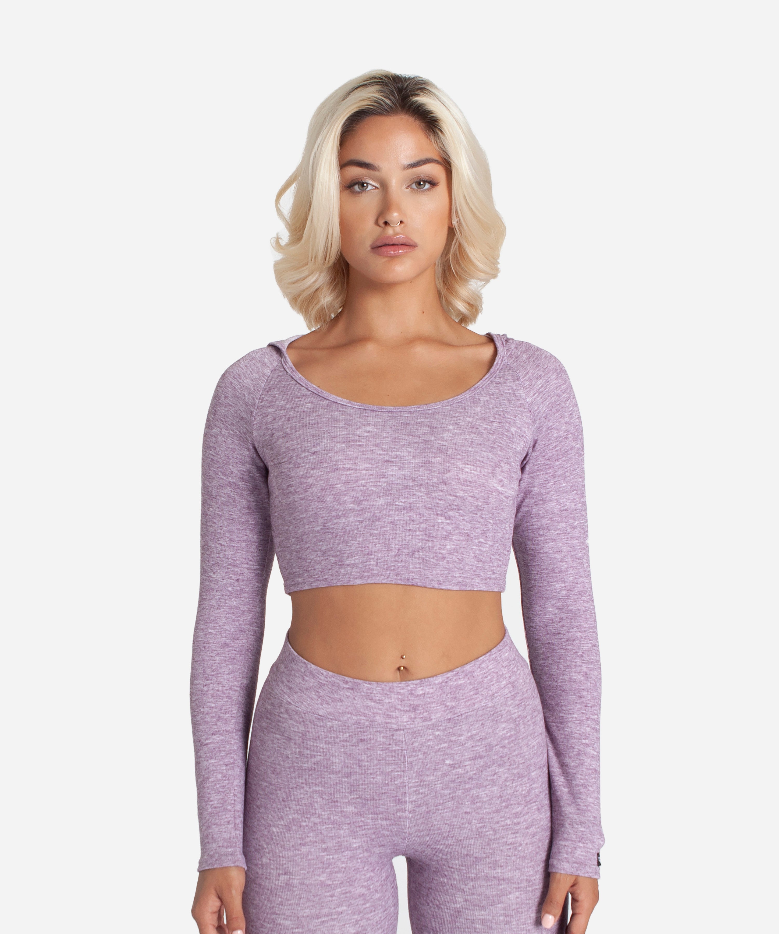 Knitted Lounge Crop Top With Hoodie